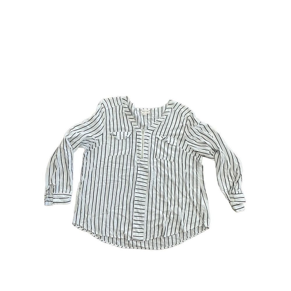 Bailey‎ & Chloe black / white striped blouse sz XL